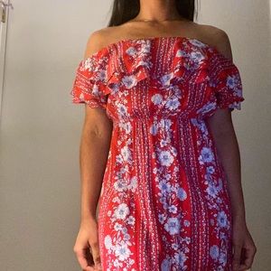 Off the Shoulder Flower Maxi Sundress